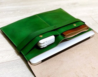 Funda de cuero personalizada para portátil: soporte para tableta Macbook hecho a mano
