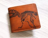 T rex leather man wallet,Skeleton dinosaur man wallet,personalize man bifold wallet, gift for man,birthday boyfriend wallet,anniversary gift