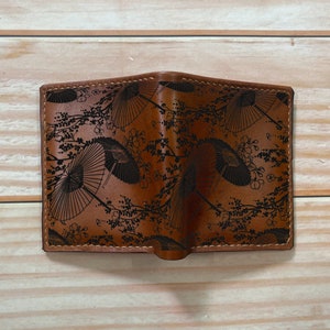 Personalisierte Japan Tradition Muster Brieftasche, Echtleder Herren Brieftasche, Bifold Mini Kartenbrieftasche, Geschenk für Männer