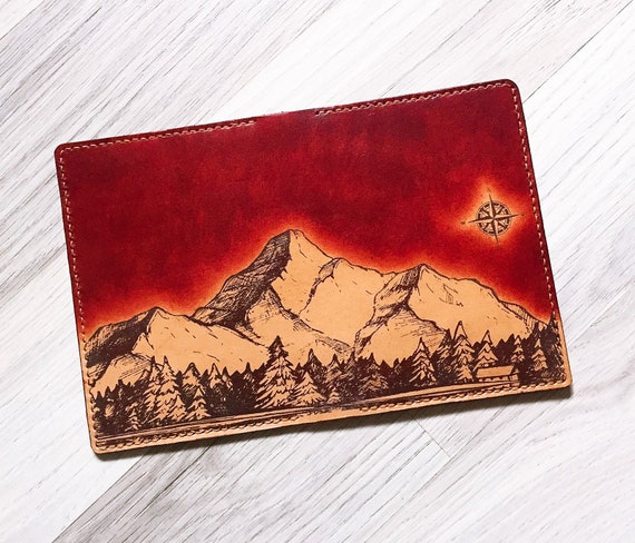 Trees Minimalism Sky Leather Passport Holder Cover Case Travel One Pocket
