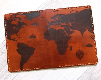 Vintage world map Leather Passport Wallet, Passport Cover, Passport Holder, personalized travel case, Christmas gifts ideas 2020 for him her