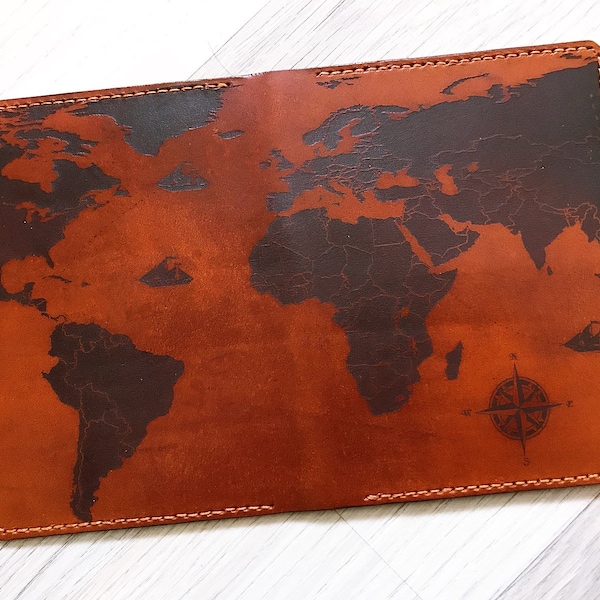 Vintage world map Leather Passport Wallet, Passport Cover, Passport Holder, personalized travel case, Christmas gifts ideas 2020 for him her