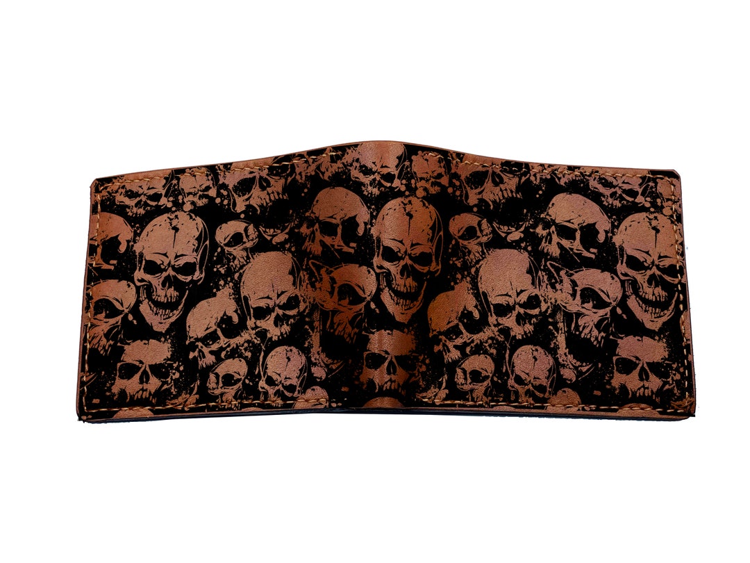 Skull Print Leather Bi-Fold Wallet main image 1