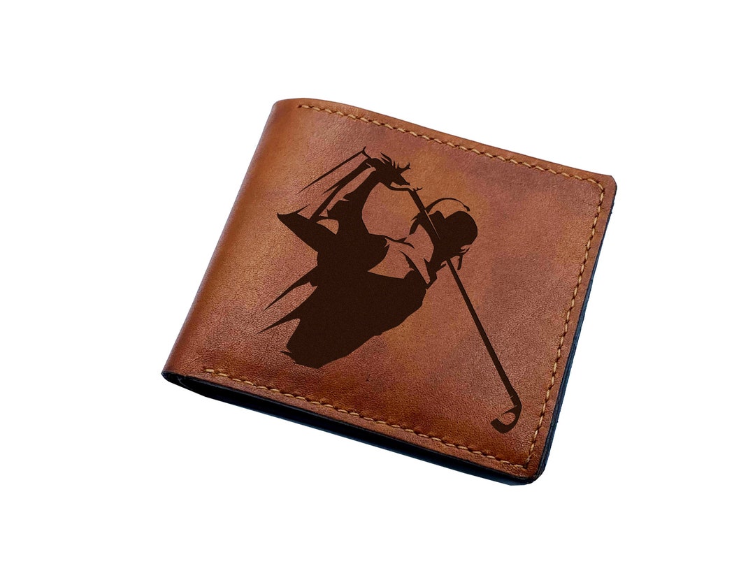 Golf Men Leather Wallet, Custom Engrave Men's Gift, Christmas Gift