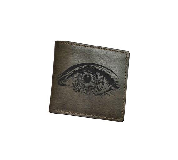 Eye Icon Leather Wallet, Personalized Gift for Him