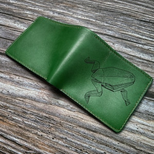 Padrão de desenho de sapo, presente de aniversário de couro, carteira personalizada para ele, ideias de presentes para o dia dos pais, ideia de presente de aniversário de casamento