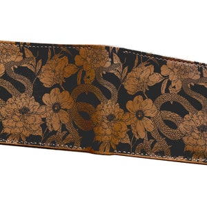 Schlangenblume Musterdesign Brieftasche, Leder Brieftasche für ihn, Jubiläum Leder Herren Geschenk, Geburtstag Hochzeit Weihnachten Männer Geschenkideen