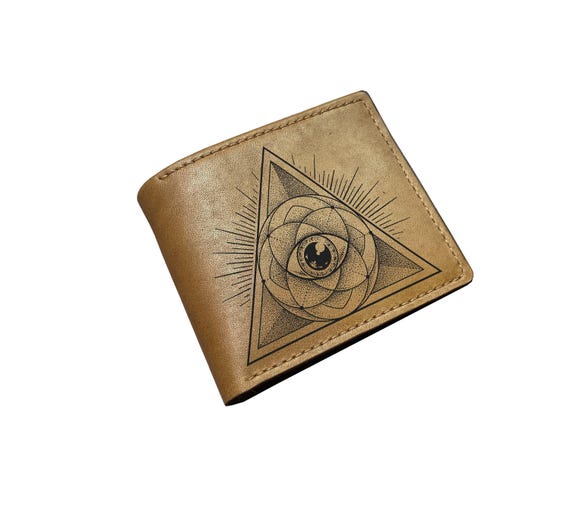 Triangle Eye Leather Wallet: Handmade Italian Leather, Sacred Symbol