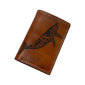 Walfisch-Tattoo-Leder-Herren-Brieftasche, faltbares Leder-Geschenk, benutzerdefinierte Ledergeldbörse für Freund, Geburtstag-Jubiläums-Ledergeschenkideen