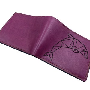 Portafoglio con motivo poligonale a delfino, motivo con animali dell'oceano, idee regalo per gli amanti degli animali, regalo per il fratello, portafoglio carino per il papà, idee regalo di Natale per gli uomini