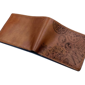 Carteira de couro com estampa de comida, carteira masculina de couro para cozinhar, carteira personalizada para marido, presente para pai, presente de aniversário de couro para chef
