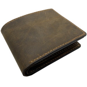 Cartera de cuero para hombre de estilo clásico, billetera larga de cuero plegable, regalo para él, regalo de cuero tipo envejecido para esposo - marrón vintage