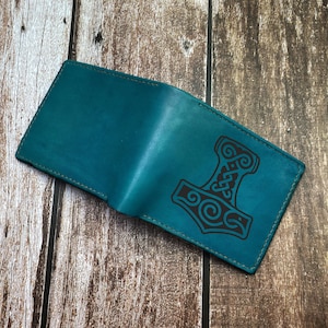 Personalized celtic wallet, viking leather wallet for dad, husband, old norse runes pattern gift, cute wallet for brother,birthday gift idea