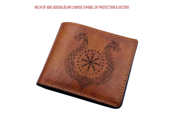 Keychain ID Holder Wallet - Viking Protection Rune - Leather Keychain ID Holder Wallet - Viking Protection Rune - Leather