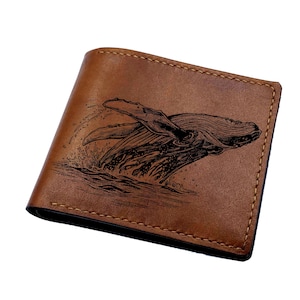 Whale Leather Wallet, Handmade RFID Blocking Wallet, Animal Art