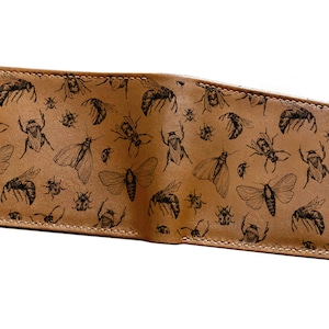 Personalisierte Insekt Musterdesign Leder Herren Brieftasche, benutzerdefinierte Tier Kunst Geschenk für Männer, Weihnachtsgeschenk Idee für Tierliebhaber, Papa, Ehemann