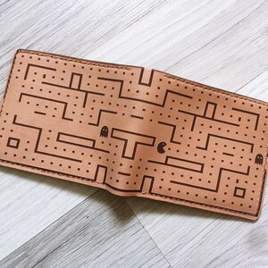 Pacman Leather Wallet: Handmade Video Game Gift, Personalized Option - Etsy