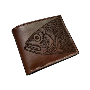 Fish Leather Bi-Fold Wallet, Ocean Art, Personalized Gift