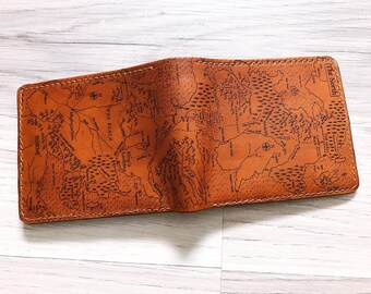 Game of thrones map Personalized leather handmade Men wallet Westeros map customized boyfriend gifts birthday anniversary GOT collection