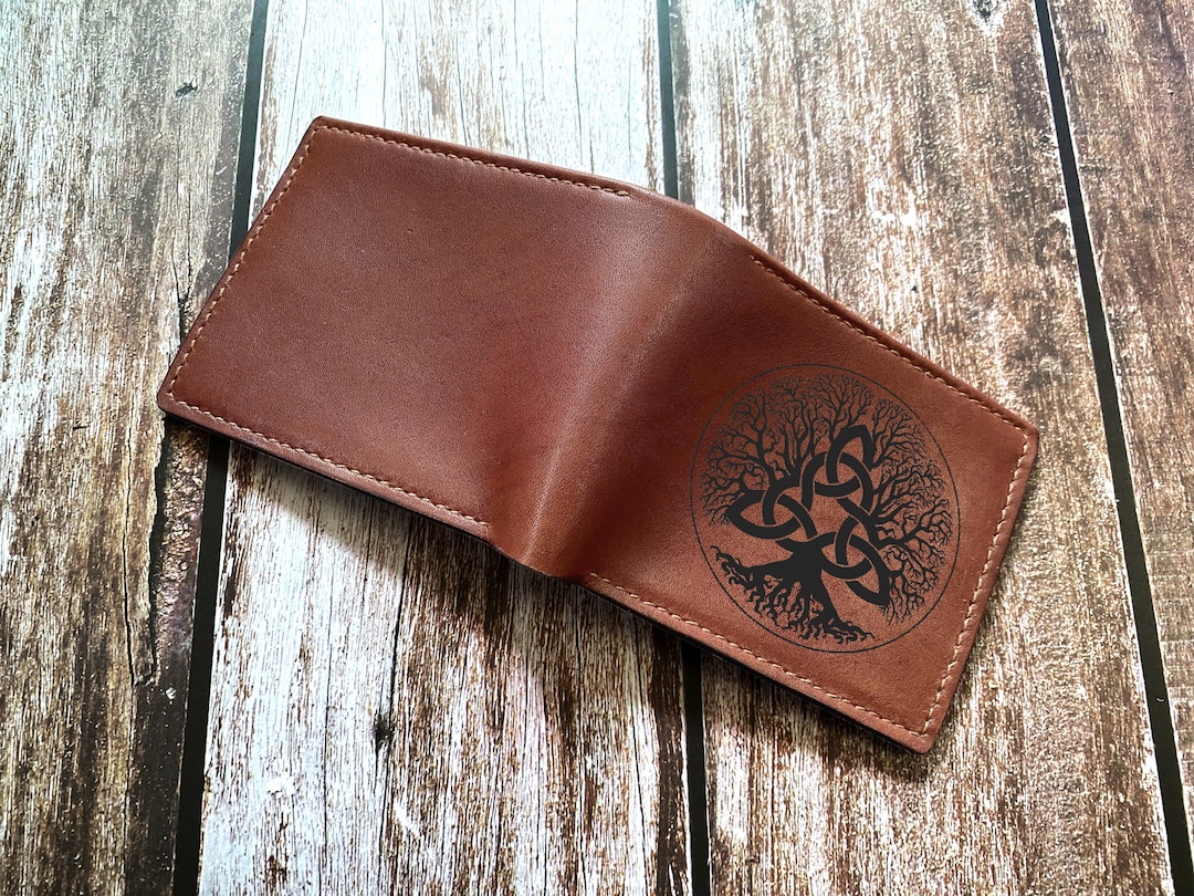 Keychain ID Holder Wallet - Celtic Tree of Life Leather Keychain ID Holder Wallet - Celtic Tree of Life Leather
