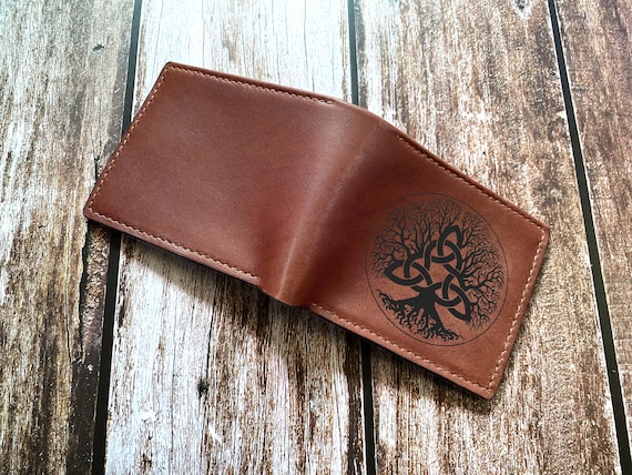 Keychain ID Holder Wallet - Celtic Tree of Life Leather Keychain ID Holder Wallet - Celtic Tree of Life Leather