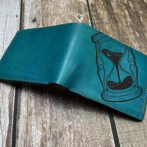 Zeit Sand Uhr Muster in Leder Brieftasche, maßgeschneiderte Herren Geldbörse, Brieftasche für Papa, Zeit Muster Geschenk, Geschenk für Freund