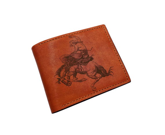 Handmade Leather Cowboy Wallet, Wild West Style, Personalized Gift