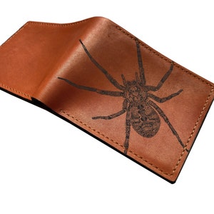 Cartera de cuero con diseño de araña, ideas de regalo con diseño animal para él, billetera única para papá, esposo, regalo de Navidad personalizado para hombres.