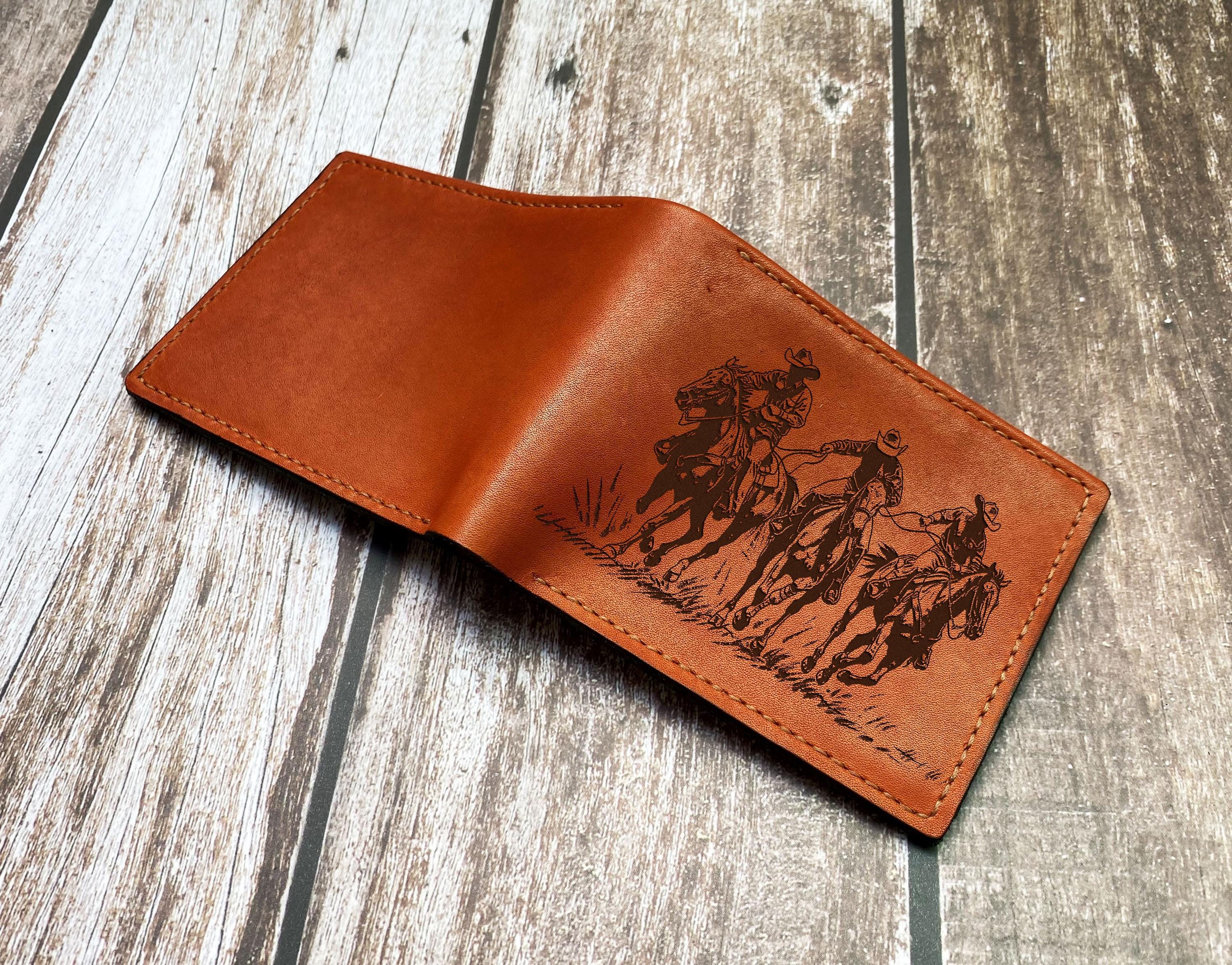 Cowboy leather handmade wallet, wild style bifold wallet, Wild west old school cowboy leather gift for dad, xmas gift ideas for boy