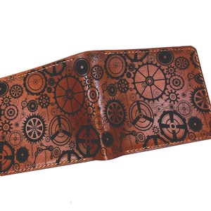 Steampunk Zahnräder Kunstmuster Geldbörse, Leder Herren Geldbörse, Retro Geldbörse für Männer, Geschenk für Papa, Geburtstagsgeschenk Ideen, individuelles Geschenk für Männer