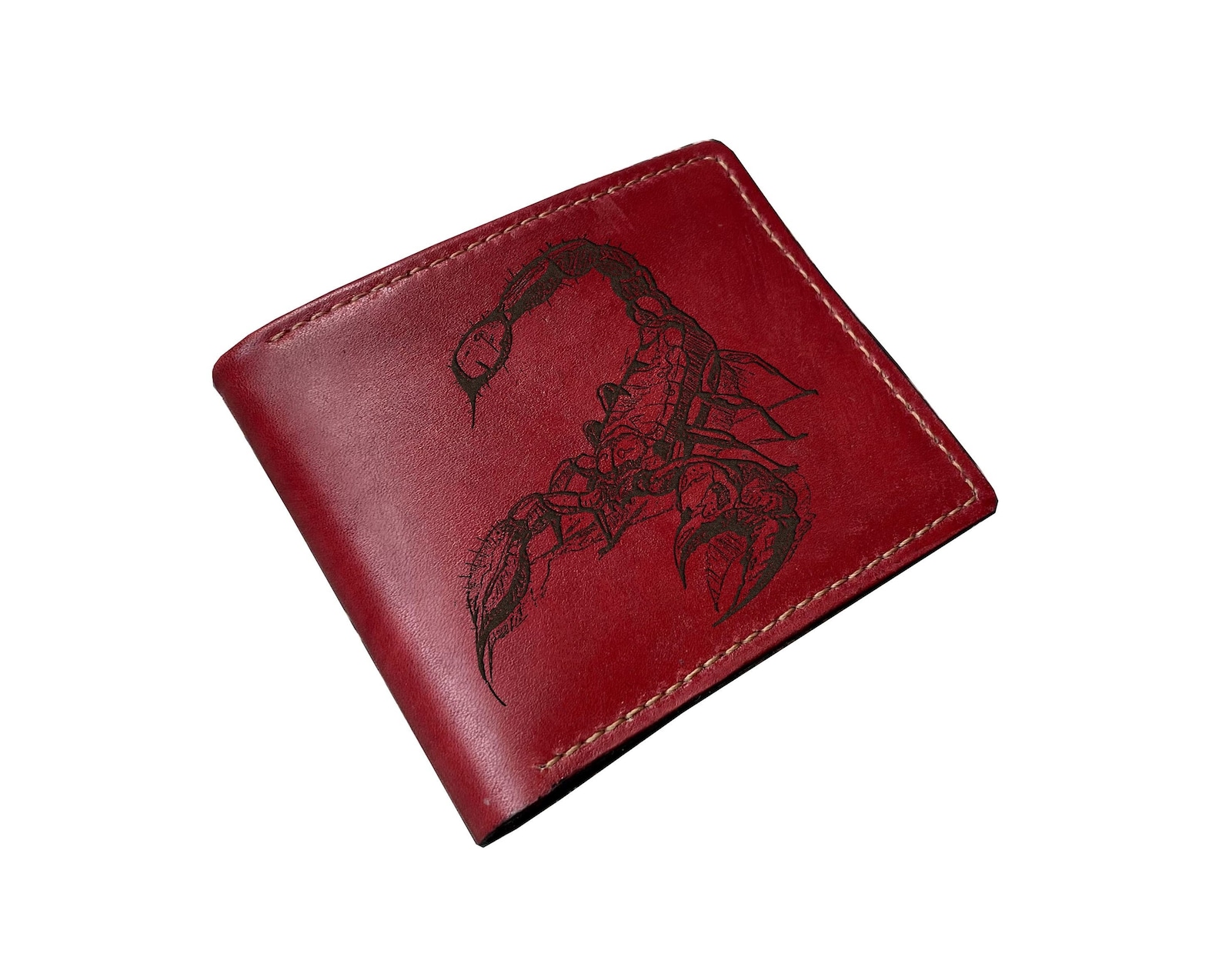Men's Genuine Leather Wallet With Chain - Scorpion Design, Zip-Around Hunter Style - View #11