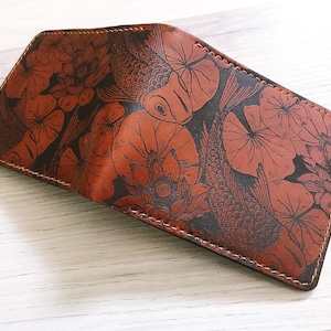 Koi Fish personalized men's wallet, custom gift for men, father's day cool gift ideas, anniversary gifts, birthday gift boy, gift for dad