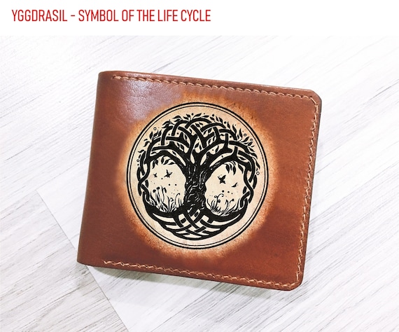 Keychain ID Holder Wallet - Celtic Tree of Life Leather Keychain ID Holder Wallet - Celtic Tree of Life Leather