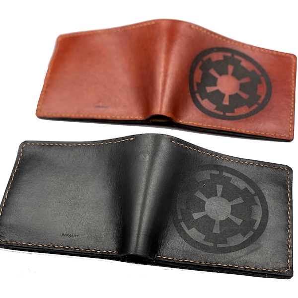 Personalized Imperial crest Empire logo Starwars leather men wallet, Starwars anniversary gifts, personalized Father's Day gift idea 2021