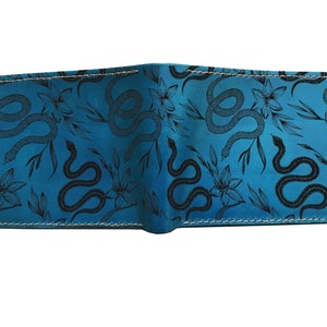 Cartera de hombre personalizada con estampado sin costuras de animales de serpiente, regalo de cuero para él, ideas de regalo de cumpleaños, boda, Navidad para papá, novio, hermano