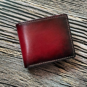 Red Leather Handmade Men's Wallet, Personalized Gift