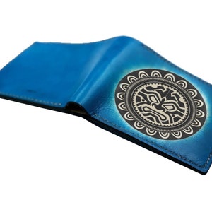 Cartera de cuero con tatuaje polinesio para hombre, estilo tribal circular, símbolo de Samoa, Fiji, Hawái y Tahití, con estampado étnico, regalo para hombre.