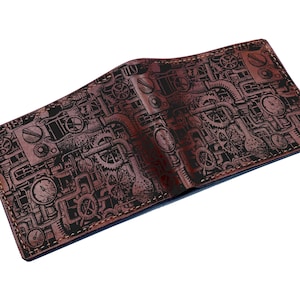Steampunk Pfeifen Thema Herren Geldbörse, personalisierte Leder Herren Geldbörse, spezielles Geburtstagsgeschenk für Männer, Jubiläums Ledergeschenke