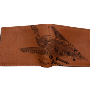 Cartera de cuero personalizada para hombre, regalo de cuero estilo avión recortado para hombre, billetera para esposo, ideas de regalos de cumpleaños y aniversario de cuero.