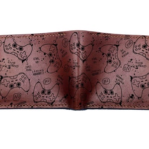 Portefeuille pour homme avec motif de contrôleur de jeu, cadeau en cuir personnalisé pour gamer, portefeuille pour gamer, idées cadeaux de Noël pour papa, mari, frère, ami