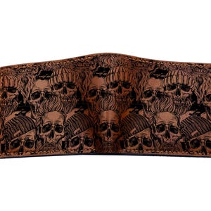 Custom Skull Leather Wallet: Handmade Men's Gift, horror style wallet