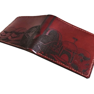 Cartera de cuero personalizada para hombre con los villanos de Star Wars, Darth Vader y Kylo Ren, regalo de aniversario de Star Wars, idea de regalo personalizada para el Día del Padre 2021
