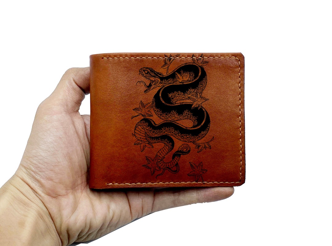 Personalized Anaconda Snake Men's Wallet, Leather Wallet for Him