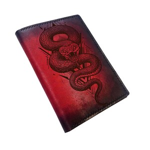 Engraved Snake Leather Passport Wallet: Handmade Travel Case