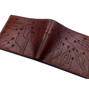 Platine Design Muster Leder Herren Geldbörse, Platine Design Geschenk für IT Freunde, Technologie Männer Geschenk, Platine Brieftasche
