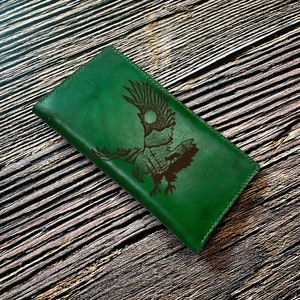 Cartera de cuero con dibujo de águila, regalo de cuero con estampado animal, billetera para papá, esposo, novio, idea de regalo de cumpleaños para él