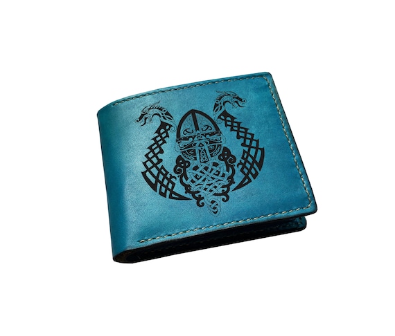 Customized Leather Handmade Wallet Celtic Viking Warrior -  Israel