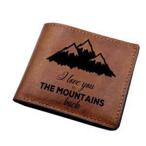 Ich liebe dich bis in die Berge und zurück Herren Geldbörse, einfache personalisierte Herrengeschenke, individuelles Geburtstags-Jubiläumsgeschenk für Papa, Freund