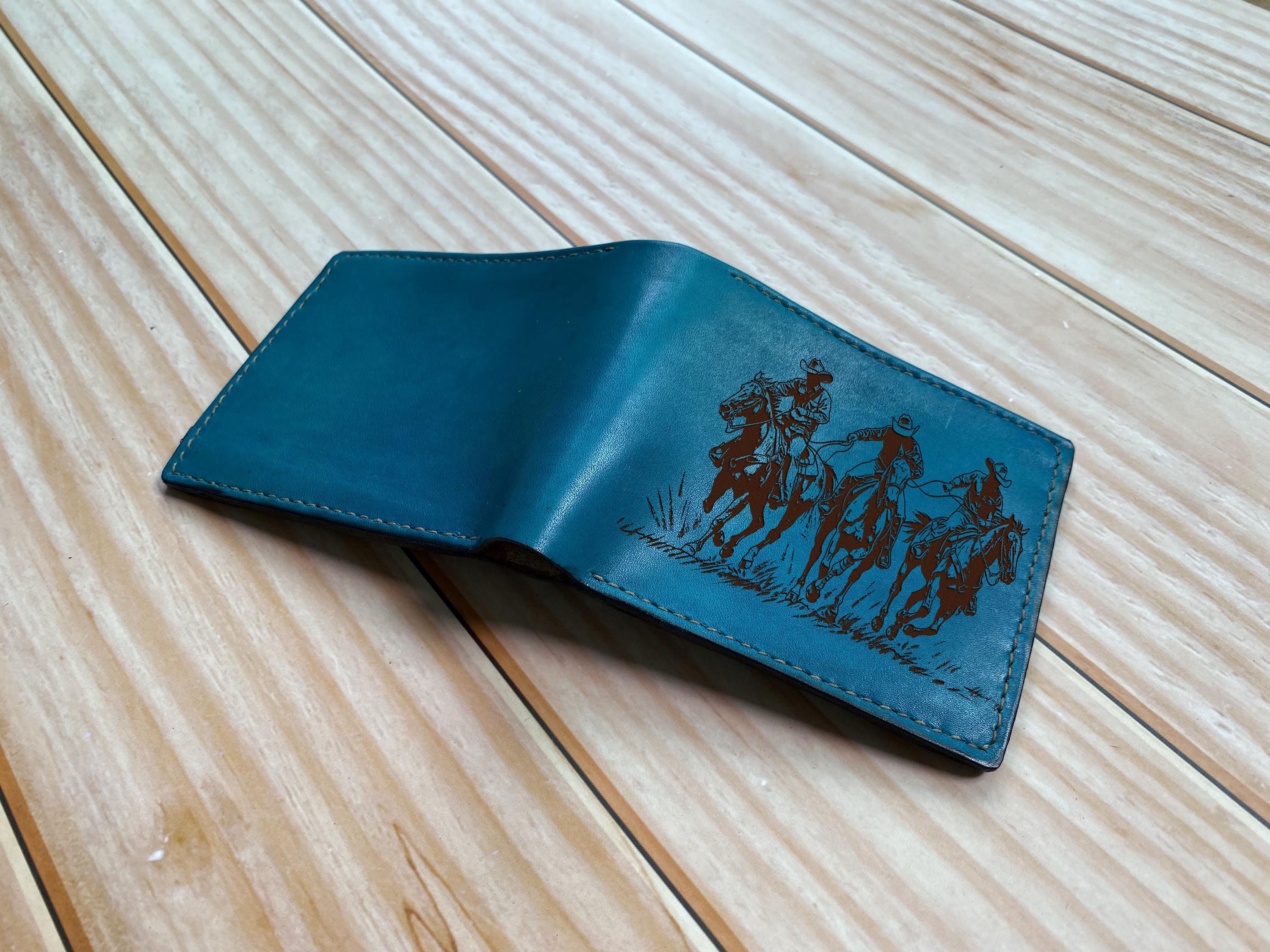 Cowboy leather handmade wallet, wild style bifold wallet, Wild west old school cowboy leather gift for dad, xmas gift ideas for boy