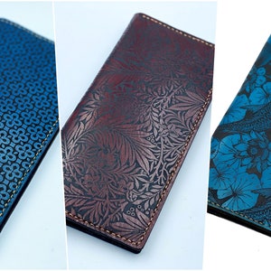 Cartera de cuero personalizada hecha a mano con patrón sin costuras y doble pliegue para mujer, regalo para ella, regalo para el Día de la Madre para una novia, idea de regalo de Navidad 2020